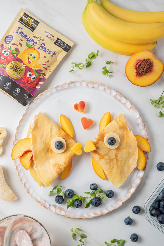 Fruity Crepes with fish faces!