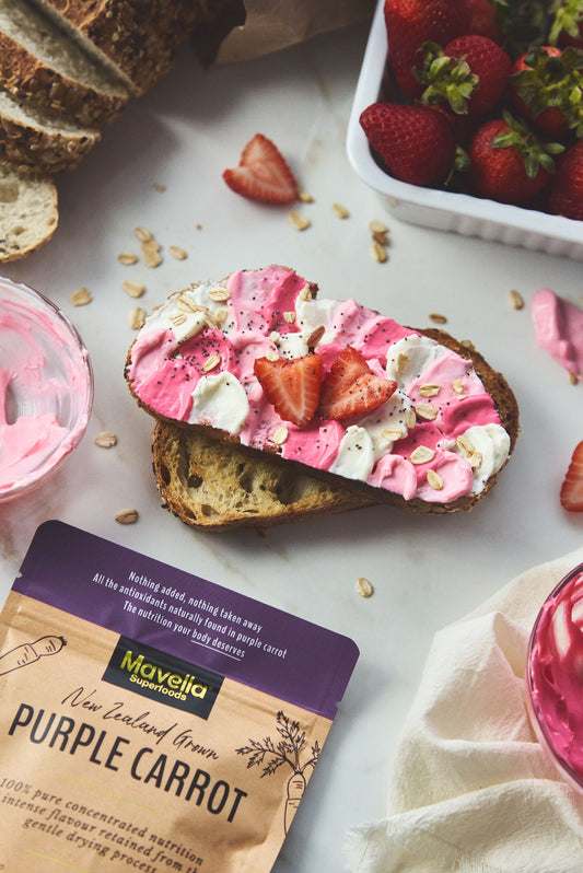 Purple Carrot Cream Cheese Toast